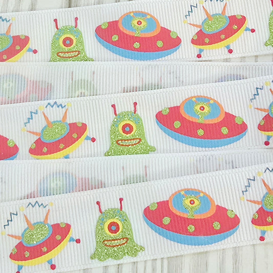 Alien & Spaceships Grosgrain Ribbon