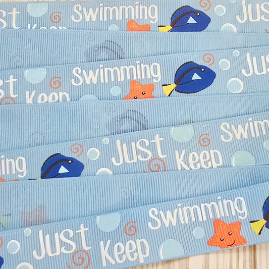 Just Keep Swimming Fish Grosgrain Ribbon