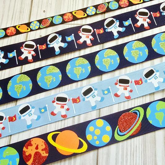 Astronauts & Planets Grosgrain Ribbon