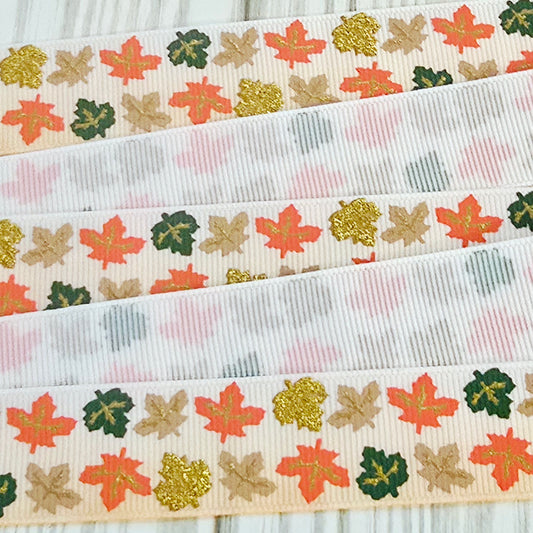 Fall Ombre Leaves Grosgrain Ribbon