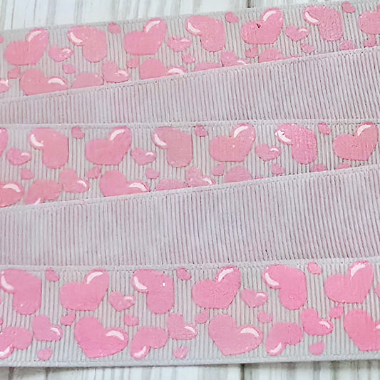 Scatter Pink Hearts Grosgrain Ribbon