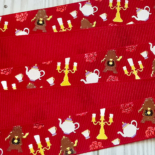 Candlestick, Clock & Teapot Grosgrain Ribbon
