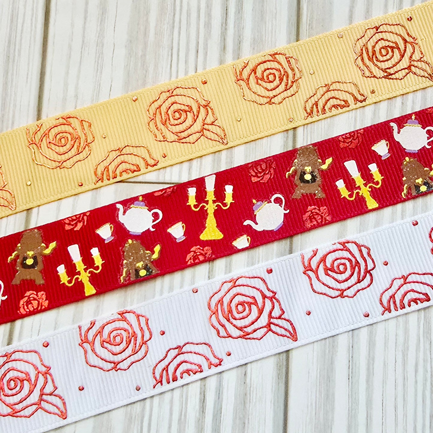Candlestick, Clock & Teapot Grosgrain Ribbon