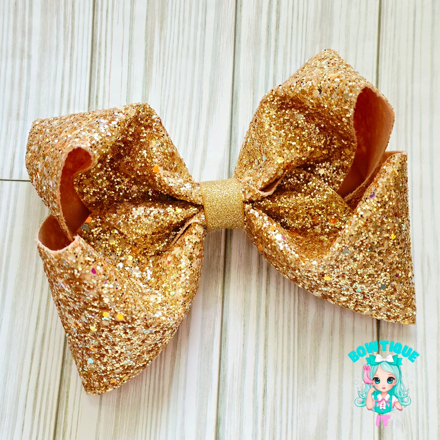 Chunky Glitter Twisted Bouitque Hairbow - Glows in the Dark