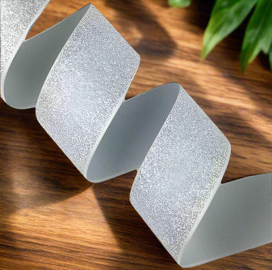 GL- Silver Soft Glitter Grosgrain Ribbon
