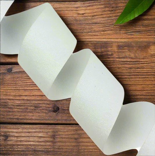 GL - White Soft Glitter Grosgrain RIbbon