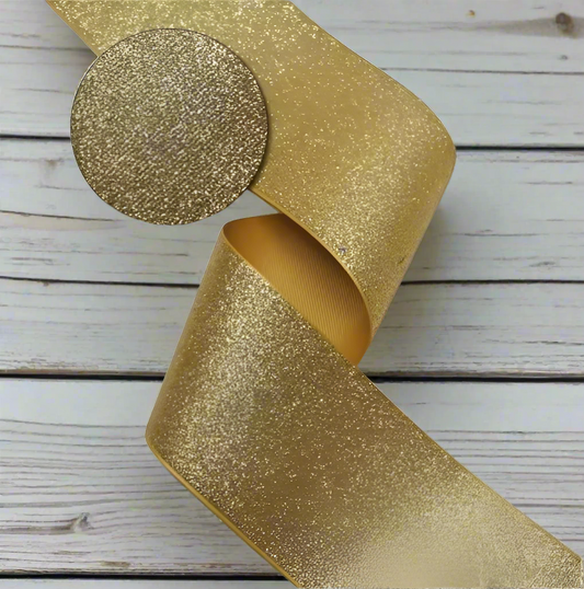 GL - Gold Soft Glitter Grosgrain Ribbon