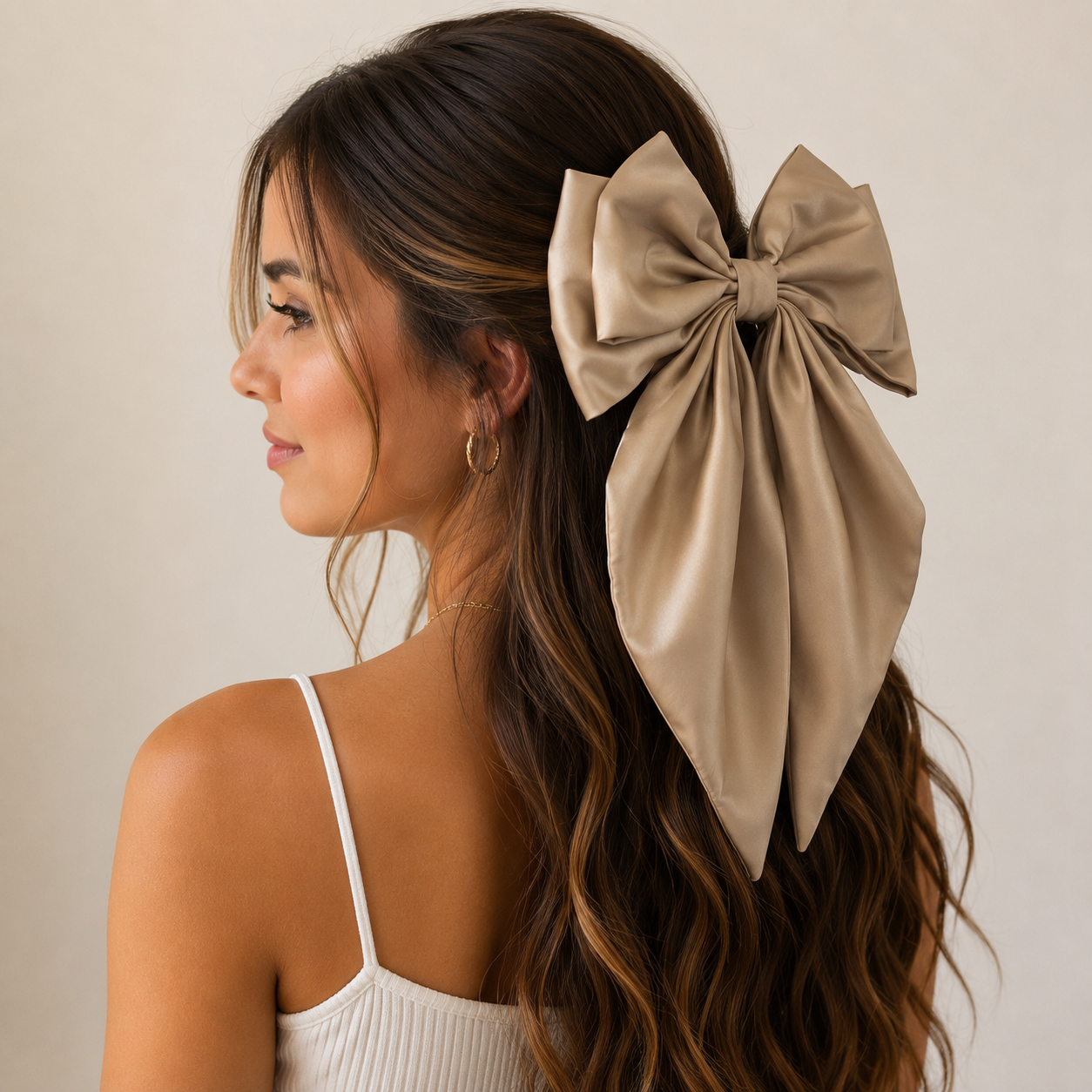 Oversized Satin Coquette Doubled Layer Bow