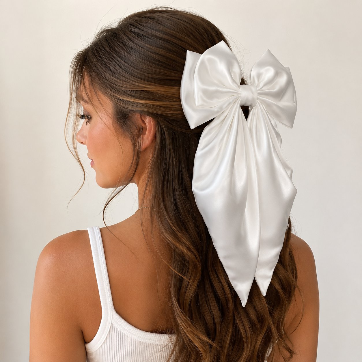 Oversized Satin Coquette Doubled Layer Bow