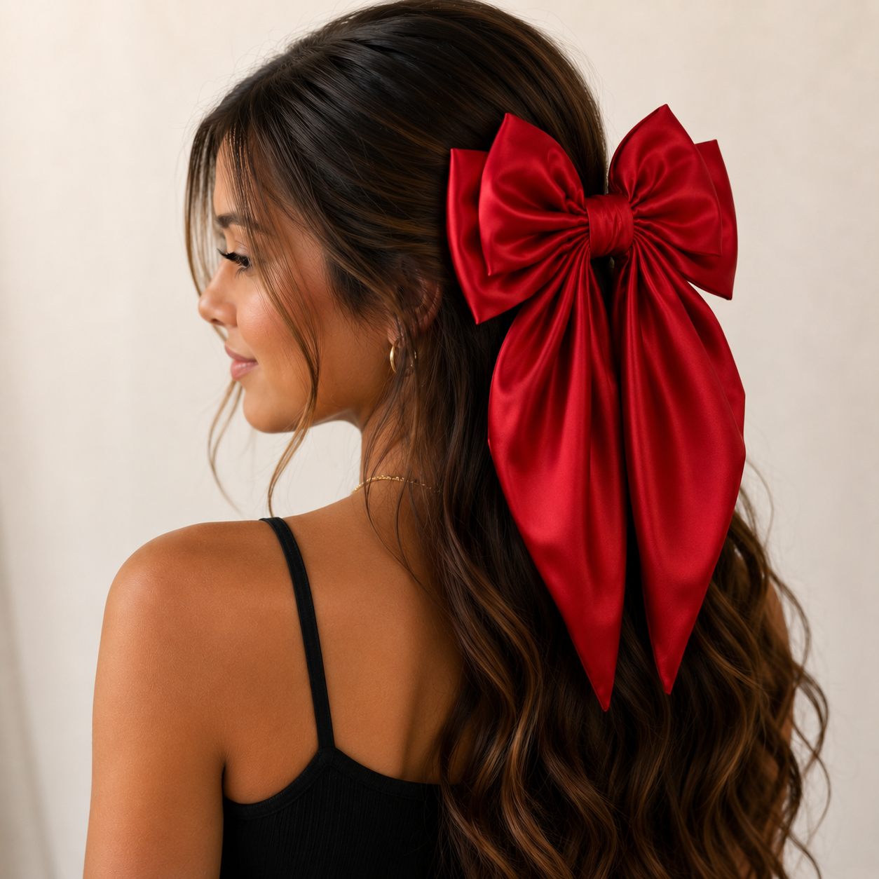 Oversized Satin Coquette Doubled Layer Bow