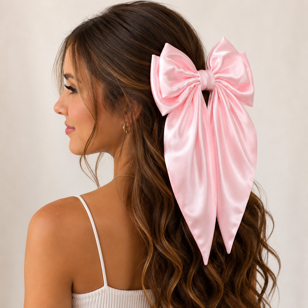 Oversized Satin Coquette Doubled Layer Bow