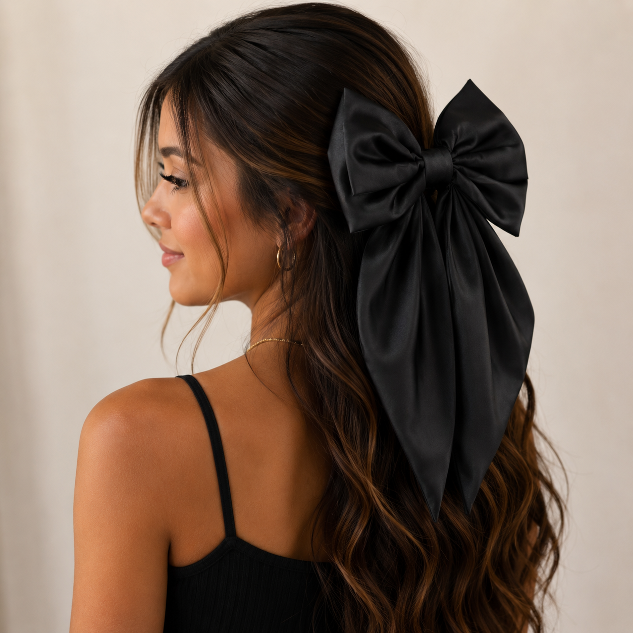 Oversized Satin Coquette Doubled Layer Bow
